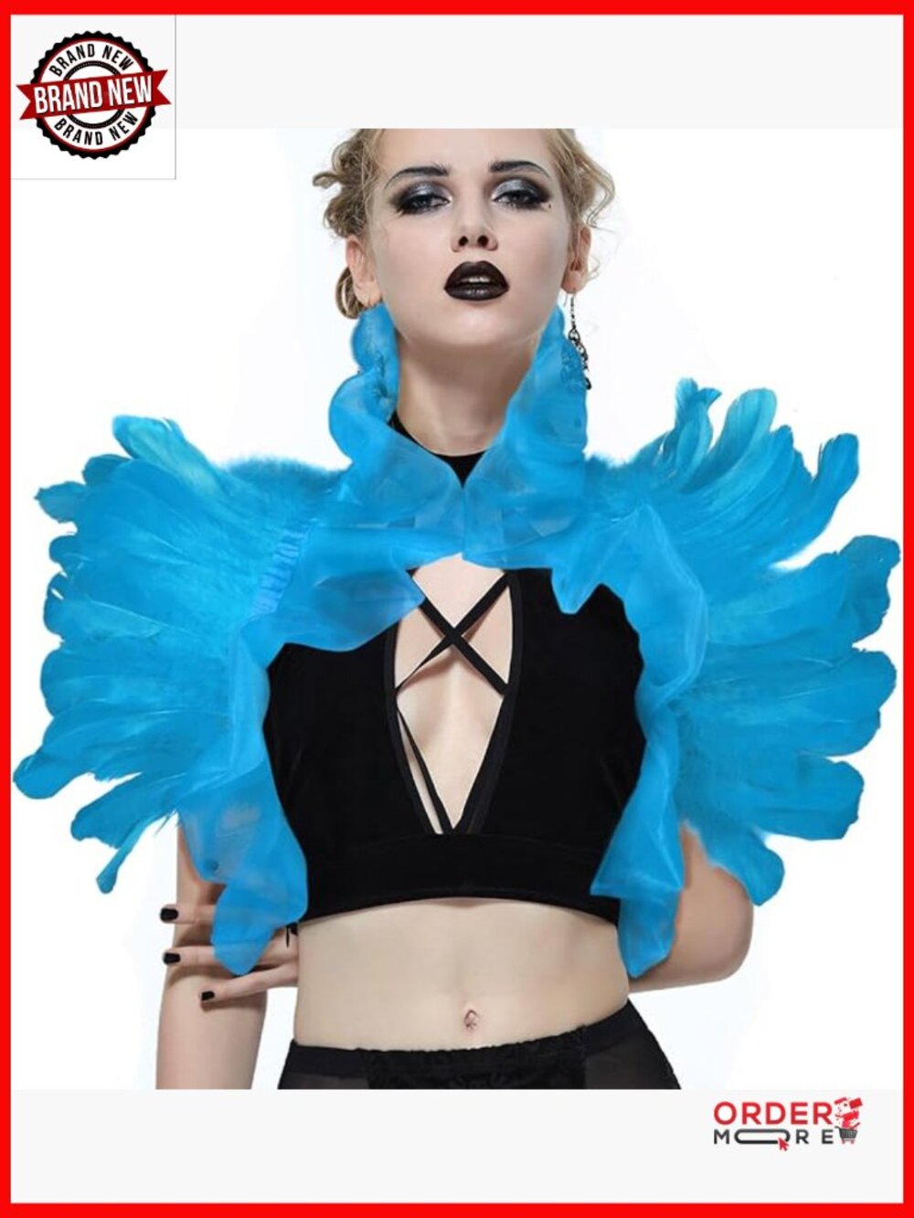 Victorian Feather Shawl Shrug Shoulder Wrap Gothic Collar Costume